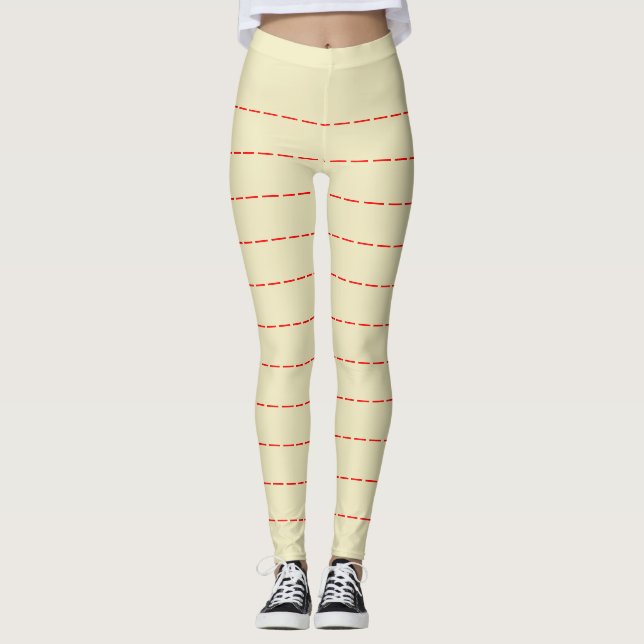 Blassgelbe Leggings mit roten, horizontalen Streif (Vorderseite)