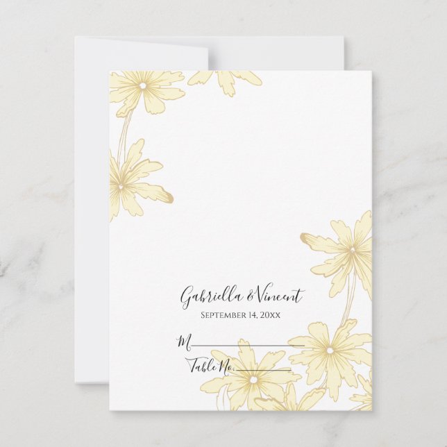 Blassgelbe Milchmädchen Hochzeitsempfehlung Platzk RSVP Karte (Vorderseite)