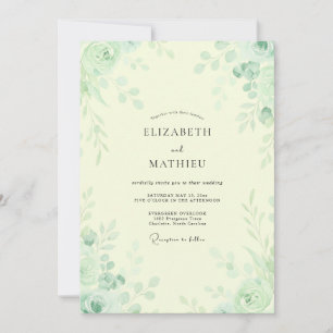 Blassgelbe Minze Laub Eukalyptus Hochzeit Einladung