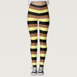 Blassgelbe, schwarze und braune Streifen Leggings<br><div class="desc">Abstrakte Digitalkunst aus blassgelben, schwarzen und braunen Streifen</div>