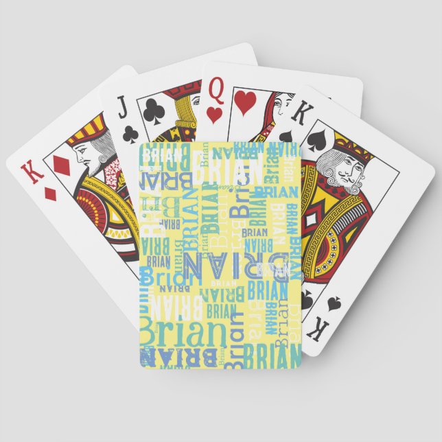 Blassgelbe Spielkarten mit Individuelle Name (Rückseite)