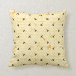 Blassgelbe Trendy, Honigbiene, Honigkampfmuster Kissen