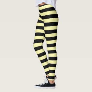 Blassgelbe und schwarze Streifen Leggings