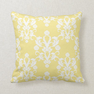 Blassgelber Damast im Vintage-Stil Shabby Kissen