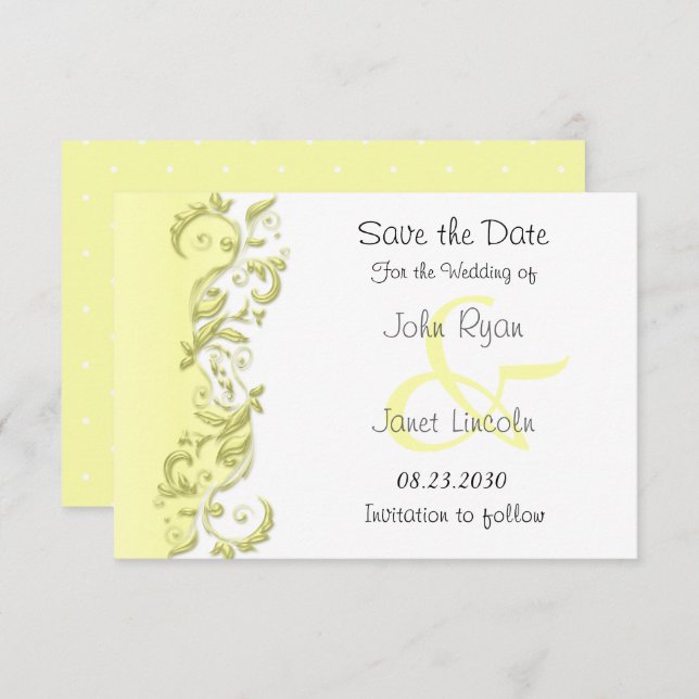 Blassgelber Polka-Dot - Save the Date (Vorne/Hinten)