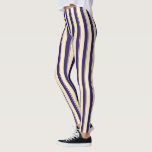 Blassgelber und blauer Strandstreifen Leggings<br><div class="desc">Dicke und dünne blaue lila Streifen auf maisgelbem Hintergrund.</div>