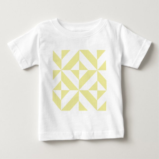 Blassgelbes geometrisches Deko Cube-Muster Baby T-shirt (Vorderseite)