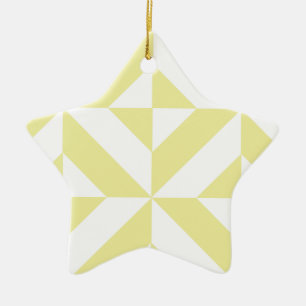 Blassgelbes geometrisches Deko Cube-Muster Keramik Ornament