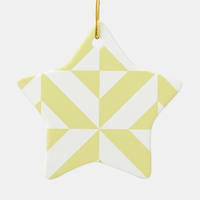 Blassgelbes geometrisches Deko Cube-Muster Keramik Ornament (Vorne)