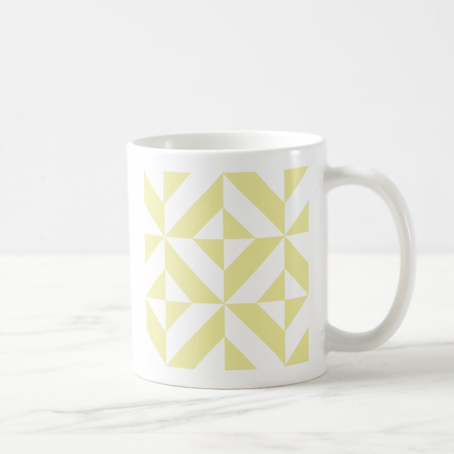 Blassgelbes geometrisches Deko Cube-Muster Tasse (Rechts)