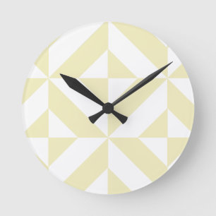 Blassgold geometrisches Deco-Würfelmuster Runde Wanduhr