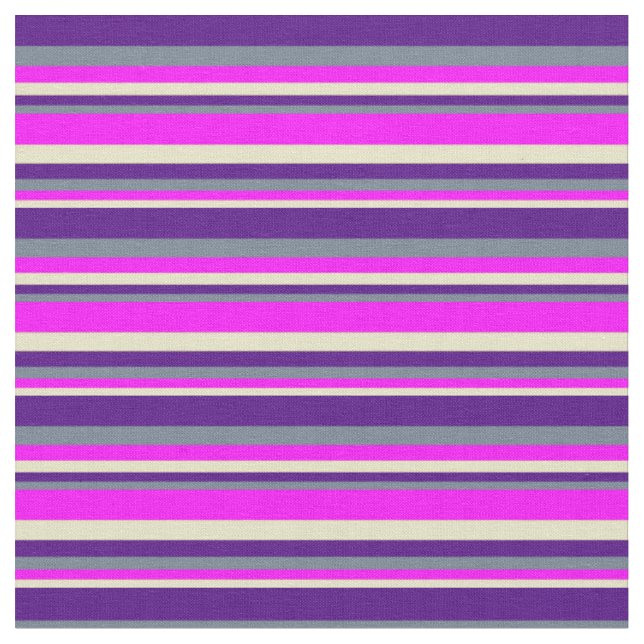 Blassgoldenrod, Fuchsia, Slate Gray und Indigo Stoff (Nahaufnahme)