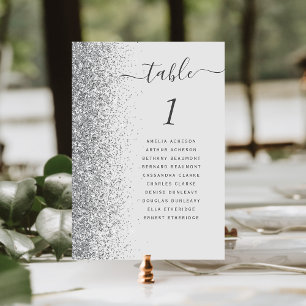 Blassgraue Silver Glitzer Hochzeit Tischnummer