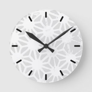 Blassgraues geometrisches Muster Runde Wanduhr