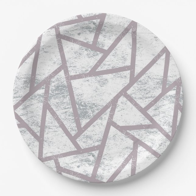 Blassgraues Mosaikmuster Pappteller (Vorderseite)
