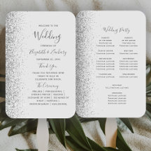 Blassgraues Silver Glitzer Edge Wedding Program