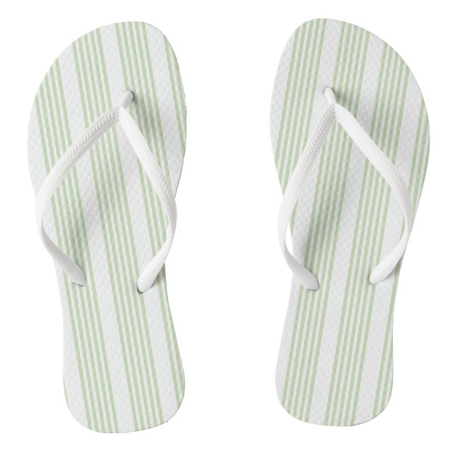 Blassgrün-weißes Fünf-Streifen-Muster Flip Flops (Fußbett)