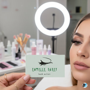 Blassgrüne Ästhetik-Minimalist-Lash Visitenkarte