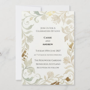 Blassgrüne Barock-Hochzeit Einladung