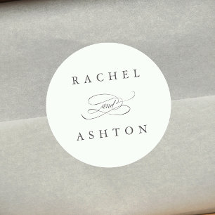 Blassgrüne Einfache Hochzeit Runder Aufkleber