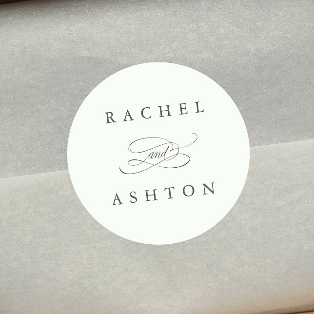 Blassgrüne Einfache Hochzeit Runder Aufkleber (Von Creator hochgeladen)