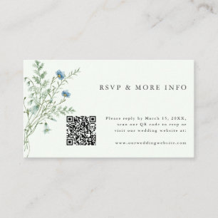 Blassgrüne Elegante Wildblumen Hochzeit RSVP Begleitkarte