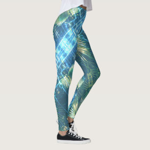 Blassgrüne Palmenbäume Leaf Leggings