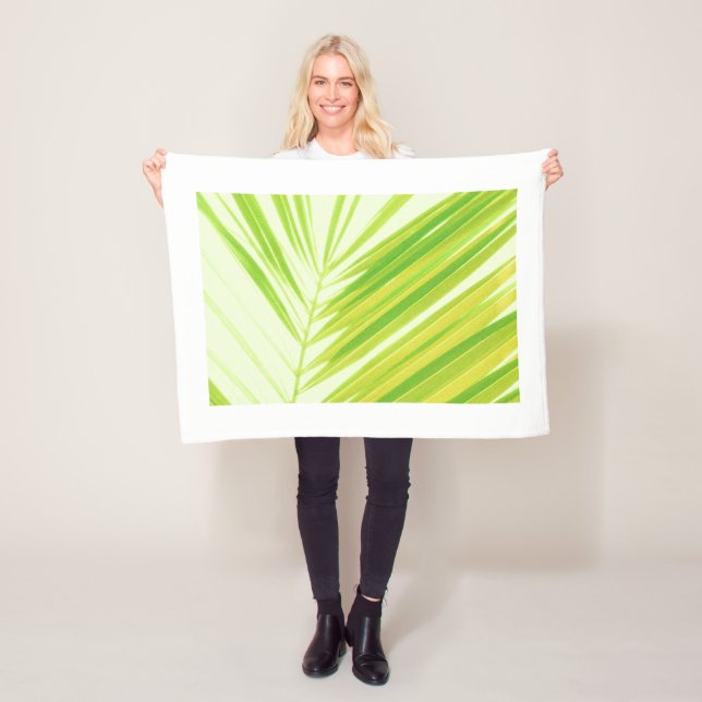Blassgrüne Pastellpalme-Blätter Fleecedecke (Beispiel)