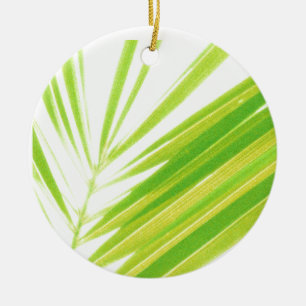 Blassgrüne Pastellpalme-Blätter Keramik Ornament