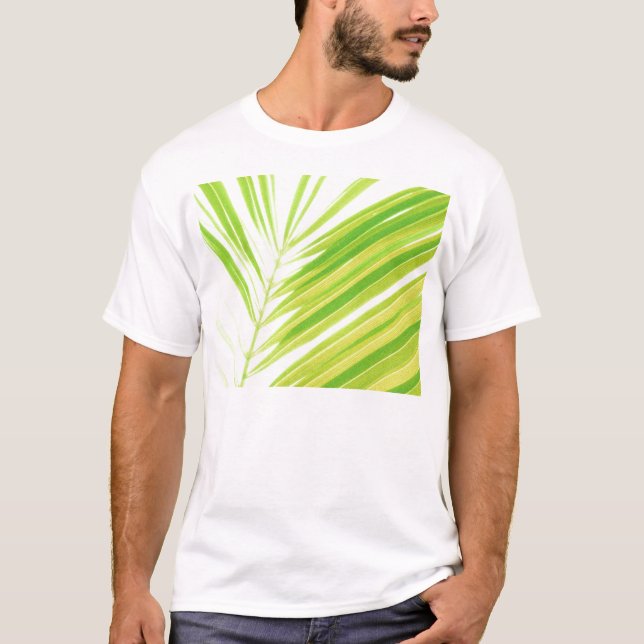 Blassgrüne Pastellpalme-Blätter T-Shirt (Vorderseite)