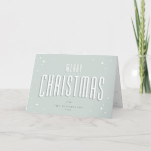 Blassgrüne Retro Stars Frohe Weihnachts-Foto Feiertagskarte
