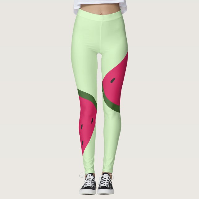 Blassgrüne Wassermelonen Leggings (Vorderseite)
