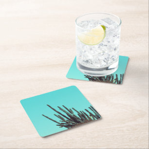 Blassgrüner Kakteen Sukkulente Pflanze Minimalismu Rechteckiger Pappuntersetzer