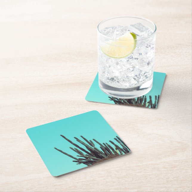 Blassgrüner Kakteen Sukkulente Pflanze Minimalismu Rechteckiger Pappuntersetzer (Vor Ort)