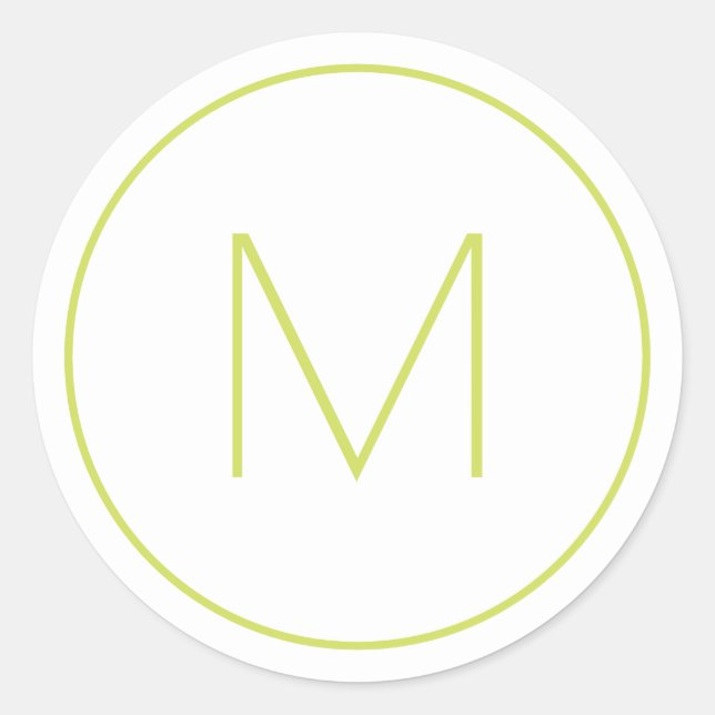Blassgrüner minimalistischer moderner Monogramm-St Runder Aufkleber (Vorderseite)