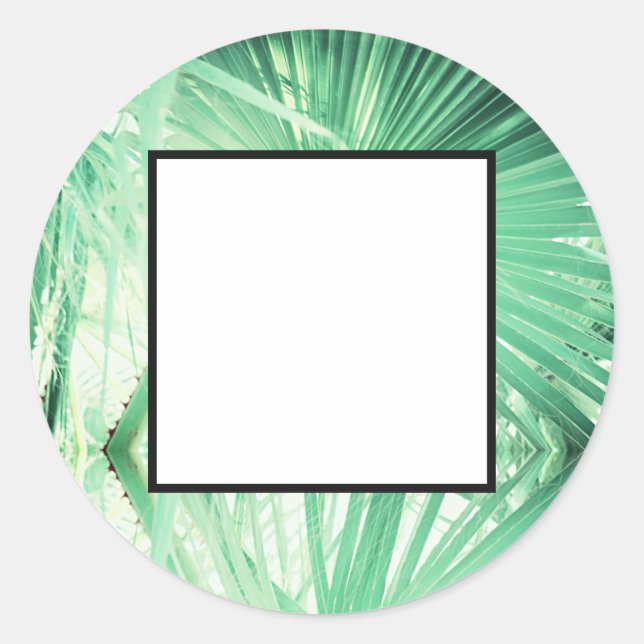 Blassgrüner Palm Blank-Hochzeitsticker Runder Aufkleber (Vorderseite)