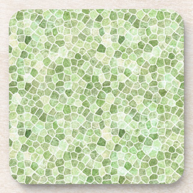 Blassgrünes Cobbled Patchwork Terrazo Muster Getränkeuntersetzer (Vorderseite)