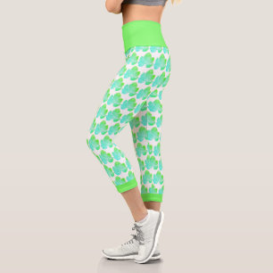 Blassgrünes Squashleaf Textur Leggings drucken