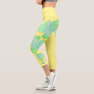 Blassgrünes Squashleaf Textur Leggings drucken