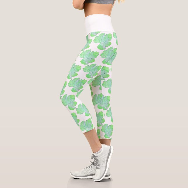 Blassgrünes Squashleaf Textur Leggings drucken (Links)