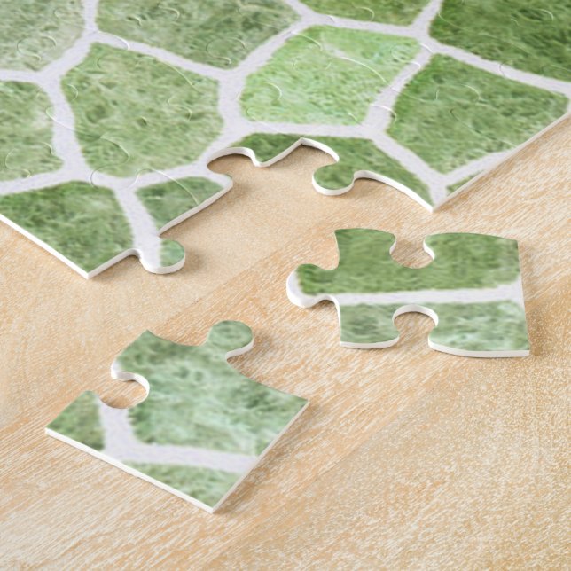 Blassgrünes Stoffmuster Terrazo Muster Puzzle (Seite)