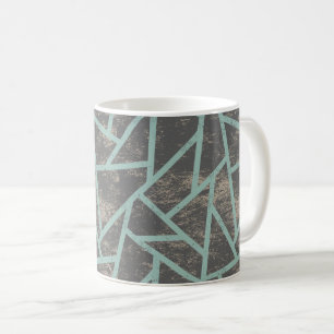 Blassgrünes und graues Mosaikmuster Kaffeetasse