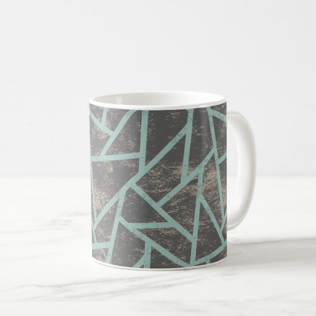Blassgrünes und graues Mosaikmuster Kaffeetasse (VorderseiteRechts)