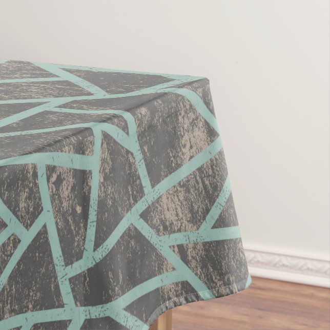 Blassgrünes und graues Mosaikmuster Tischdecke (Beispiel)