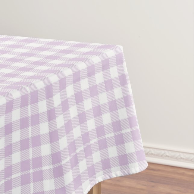 Blasslavender Modern Checkered Gingham Rustikal Tischdecke (Beispiel)
