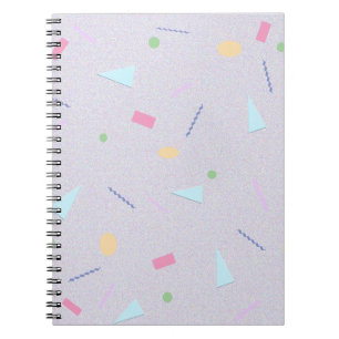 Blasslila 80er-Jahre-Geometrie-Druck-Notizbuch Notizblock