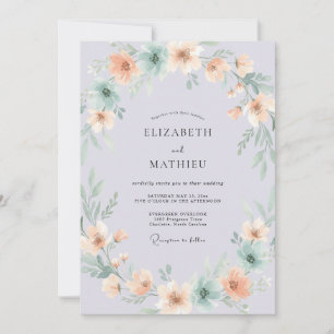 Blasslila Ätherische Botanische Hochzeit Einladung
