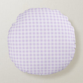 Blasslila Gingham Rundes Kissen