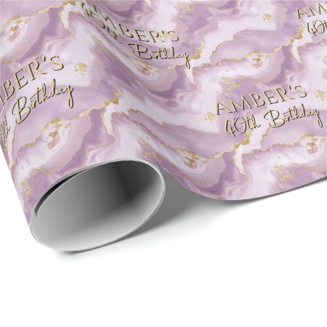 Blasslila Goldene Abstrakte Marmor-Optik Geschenkpapier (Rolleneckpunkt)
