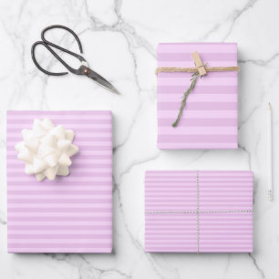 Blasslila und Hellgrau-Lila Streifen Geschenkpapier Set
